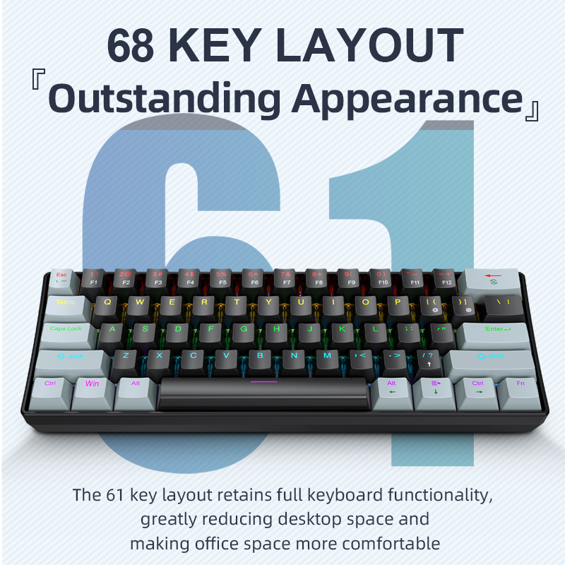 Gaming Keyboard Mini Mechanical - APAYADO K61 미니 기계식 키보드, 유선,