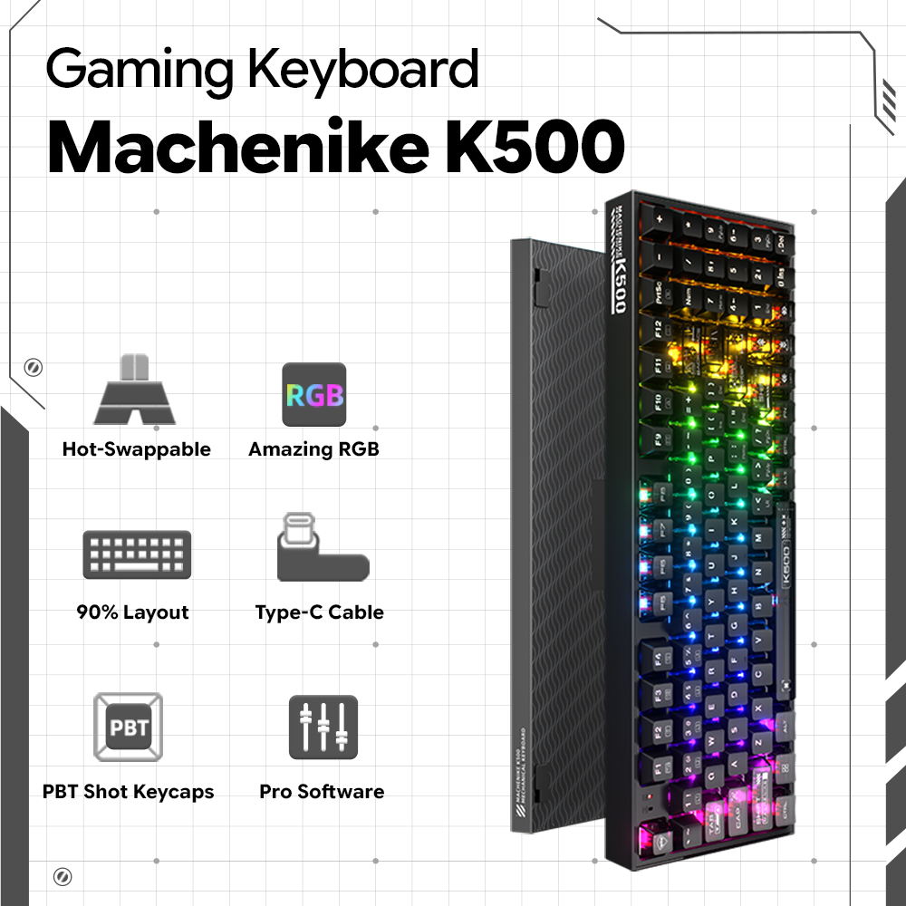 Machenike K500-B94 V2 유선 기계식 키 - Keyboard Gaming Transparent 리뷰 및 가격