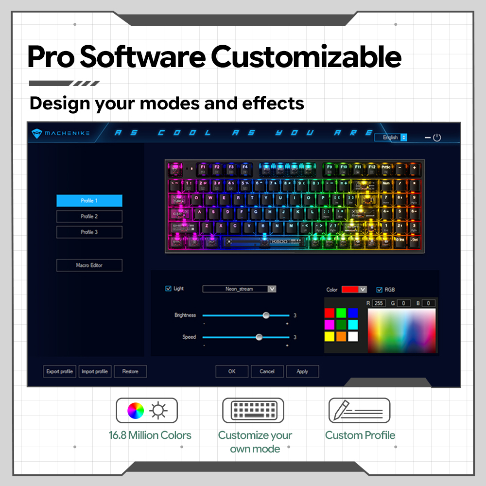 Machenike K500-B94 V2 유선 기계식 키 - Keyboard Gaming Transparent 리뷰 및 가격