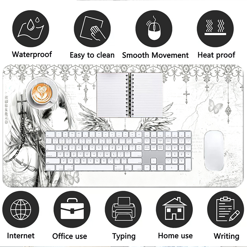 가죽 마우스 패드 블랙 화이트 애니메이션 미학 천사 소 - Gaming Keyboard Mouse 리뷰 및 가격